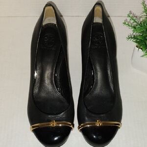 Tory Burch Leather Wedges. Womens size 7. Black in color.